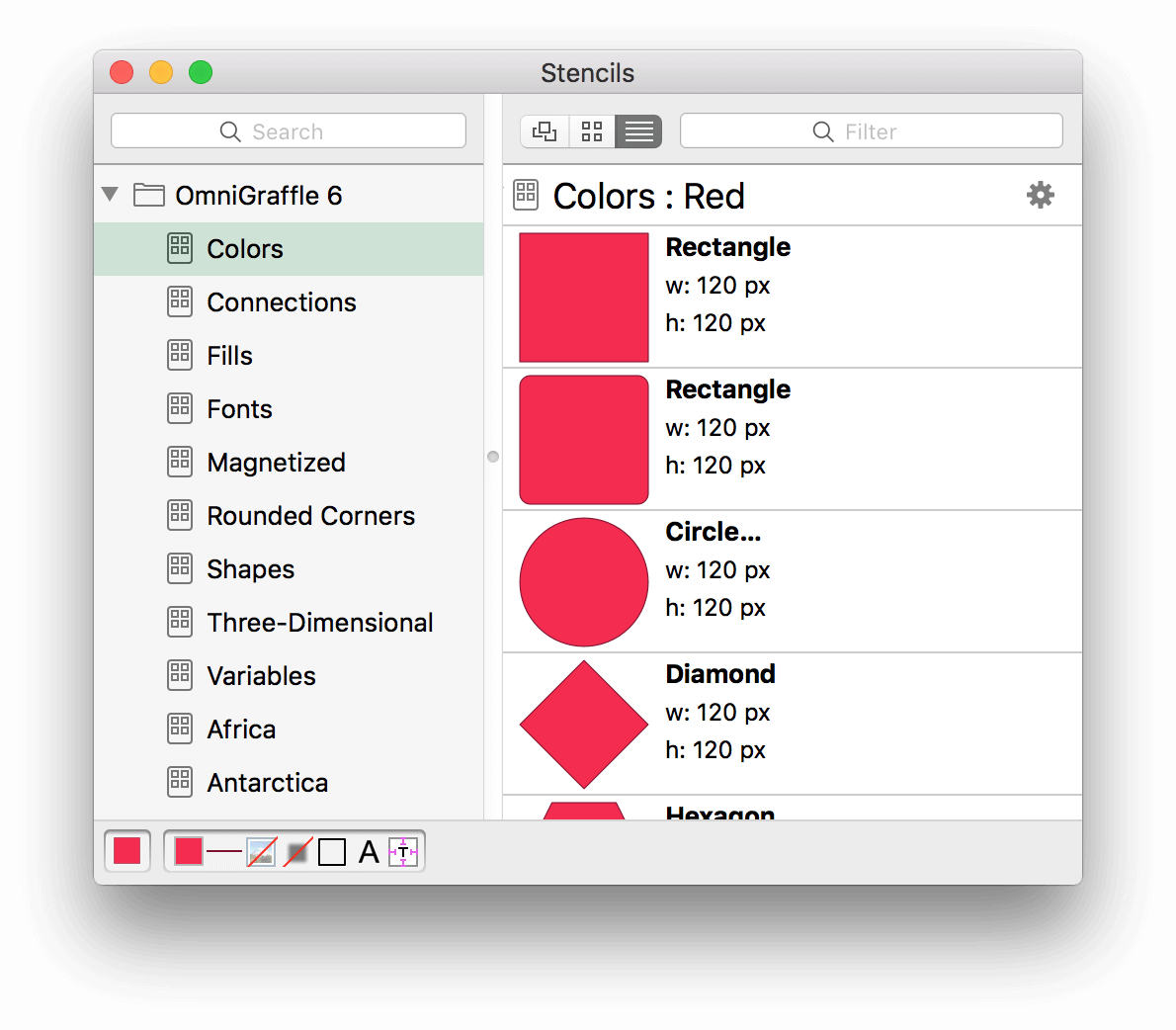 A red square, as shown in the Stencils inspector