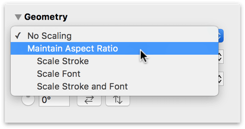 Setting the Maintain Aspect Ratio option in the Geometry inspector