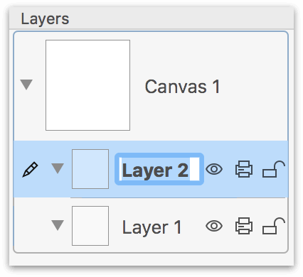 Adding a New Layer to the project places Layer 2 above Layer 1 in the Layers sidebar.