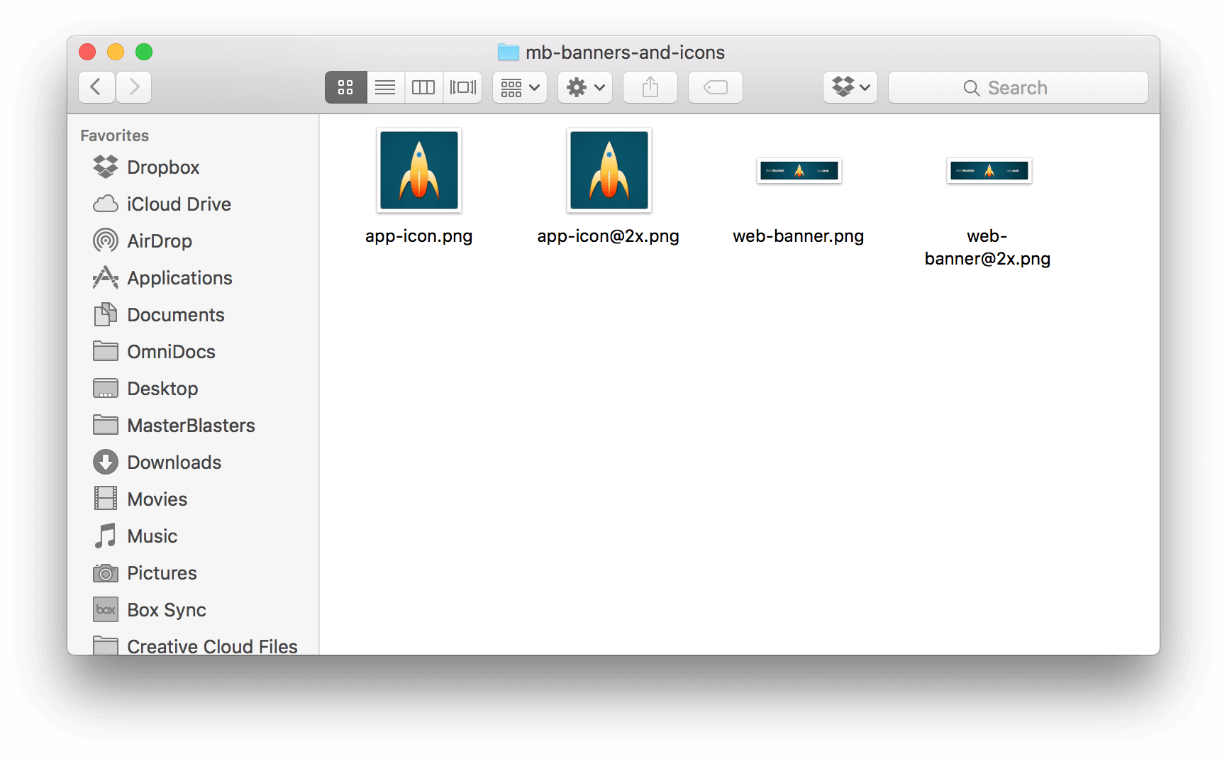 A Finder window, displaying the four image files exported from OmniGraffle