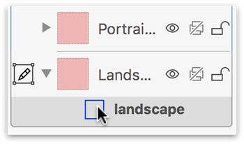 The landscape artboard, as selected in the Sidebar
