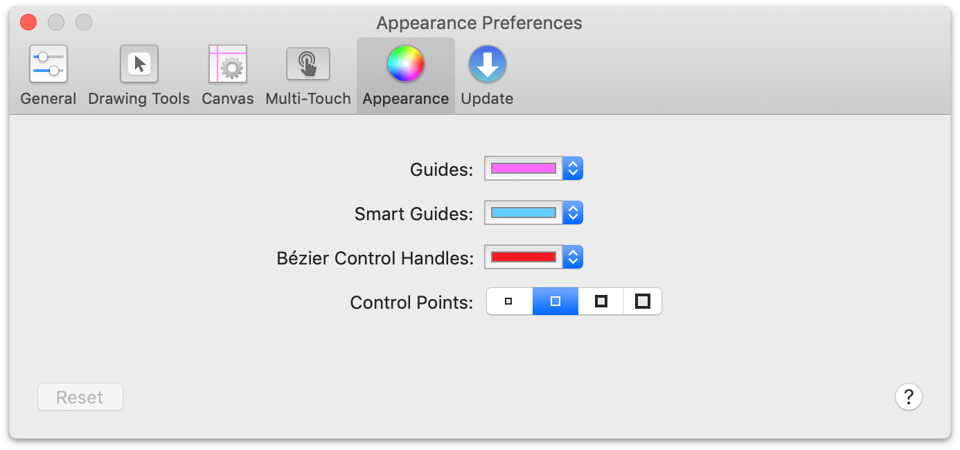 The Appearance Preference panel
