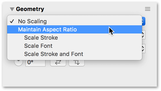 Setting the Maintain Aspect Ratio option in the Geometry inspector
