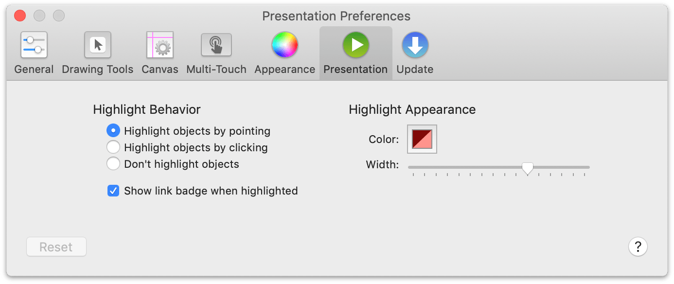 OmniGraffles Presentation preference pane