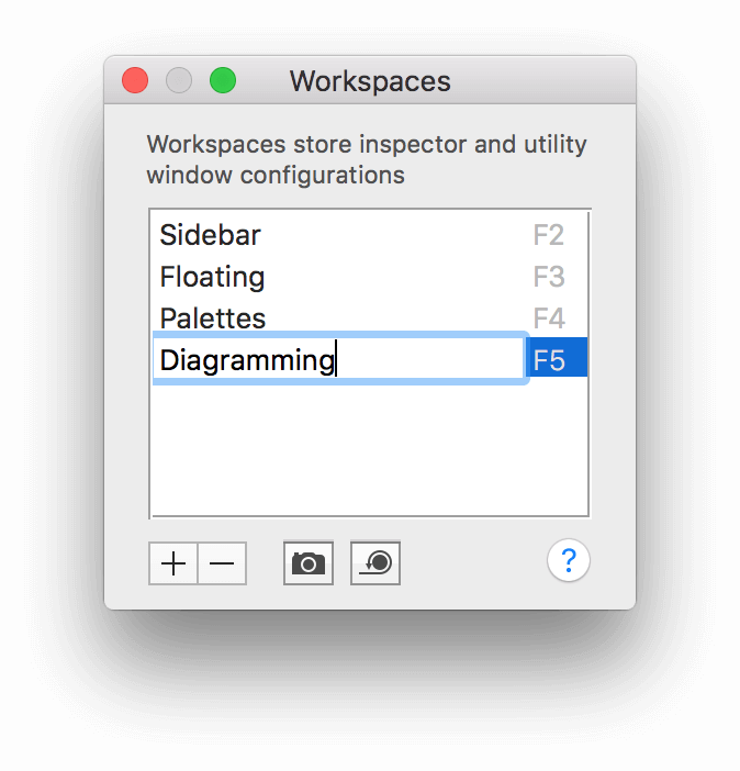 Renaming the Untitled workspace to Diagramming