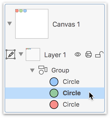 Selecting an object within a group from the Sidebar