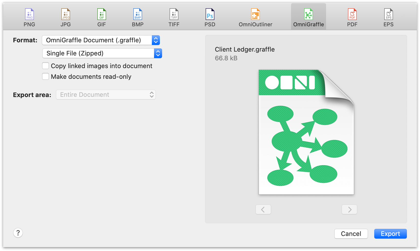 Exporting as an OmniGraffle Stencil file