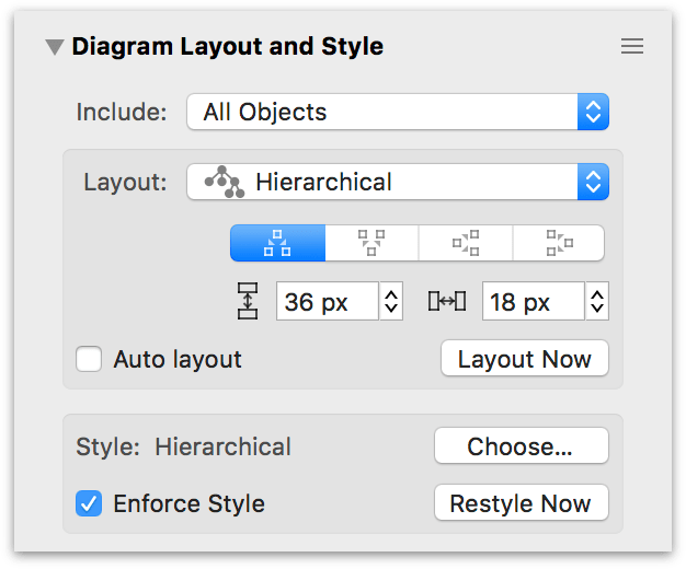 The Diagram Layout and Style inspector