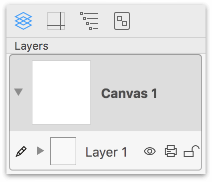 The Sidebar, open to the Layers tab after creating a new OmniGraffle project
