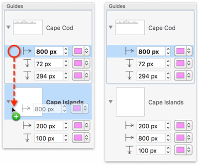 Dragging a Ruler Guide from one canvas to another in the Sidebar