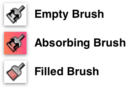 The three states of the Style Brush: Empth, Absorbing, and Filled