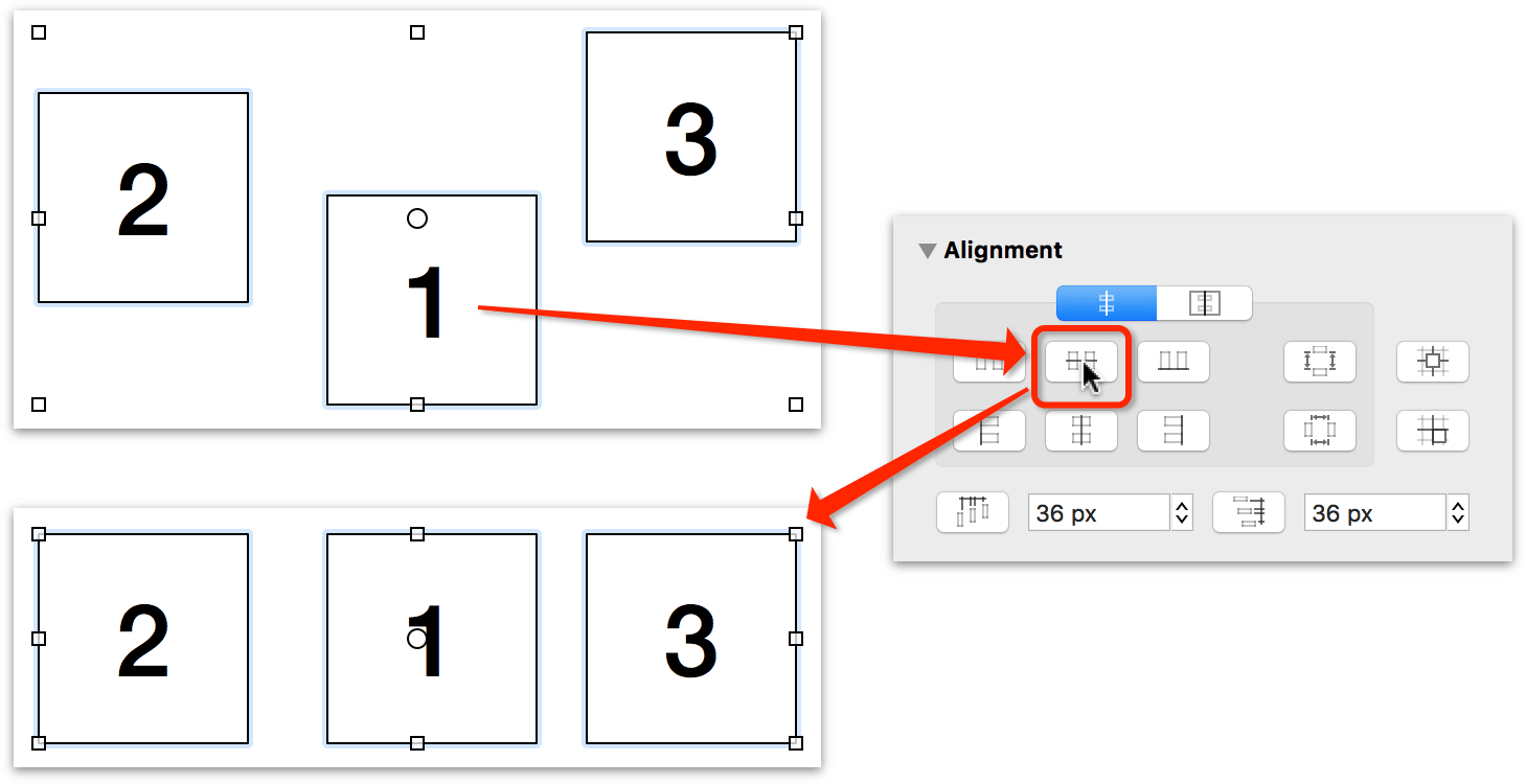 Aligning objects based on the order of their selection