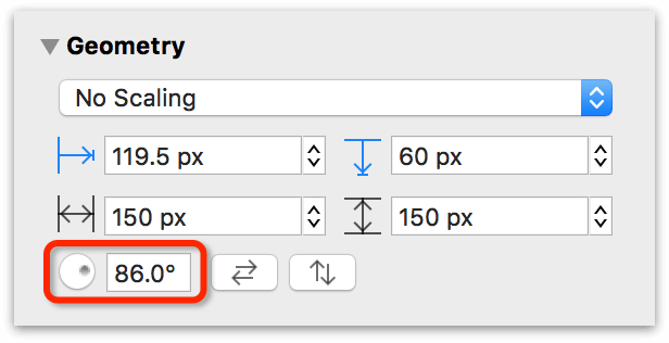 Rotating an object in the Geometry inspector