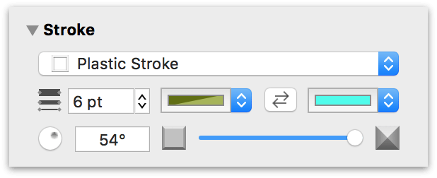 The Stroke inspector with the Plastic Stroke type selected
