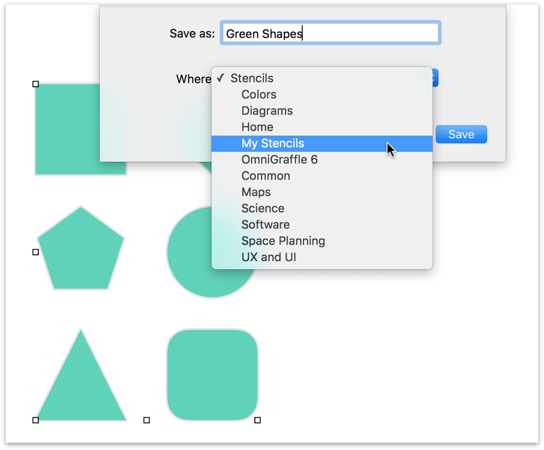 Saving a stencil file to the Stencils folder