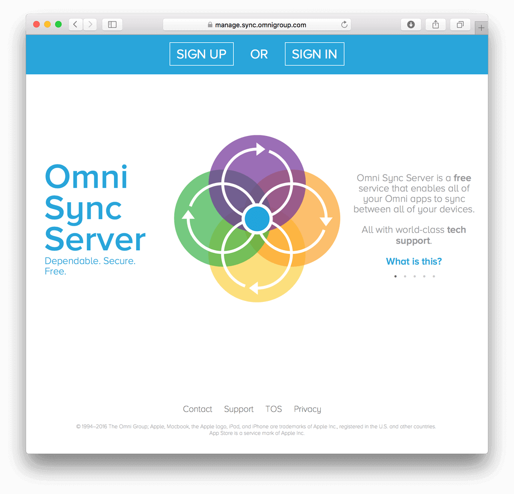 The Omni Sync Server web page