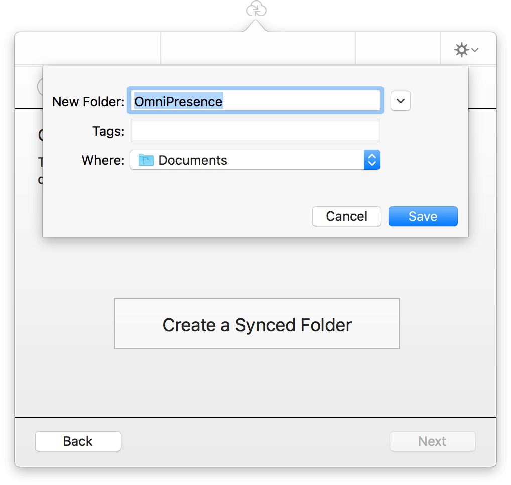 Assign a name to the folder that you want to use for file syncing