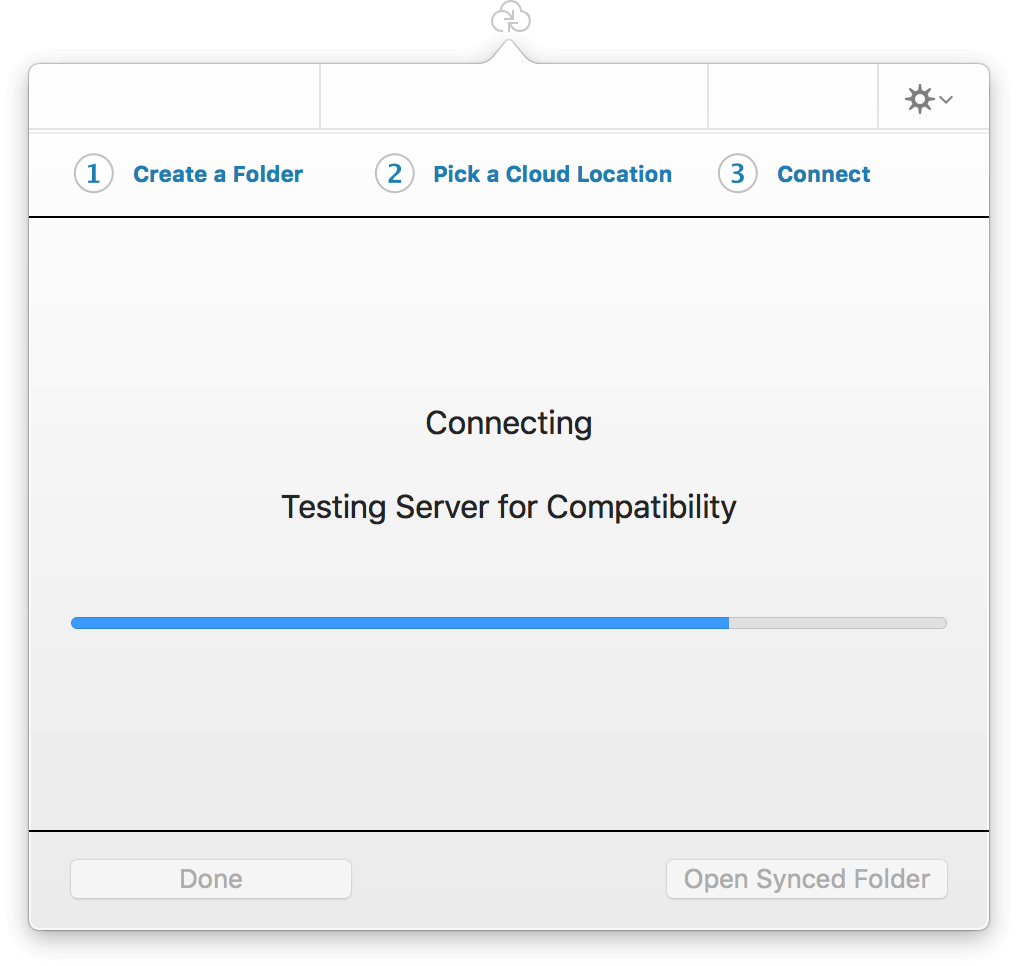 A progress bar appears as OmniPresence tests the server connection for compatibility