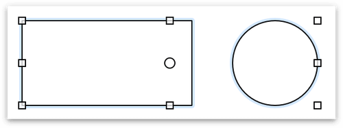 With two objects selected, the eight resizing handles shift to encompass the area in which those objects exist.