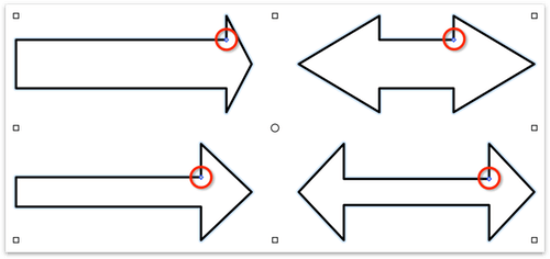 Adjustable arrows with their blue adjustment handles highlighted