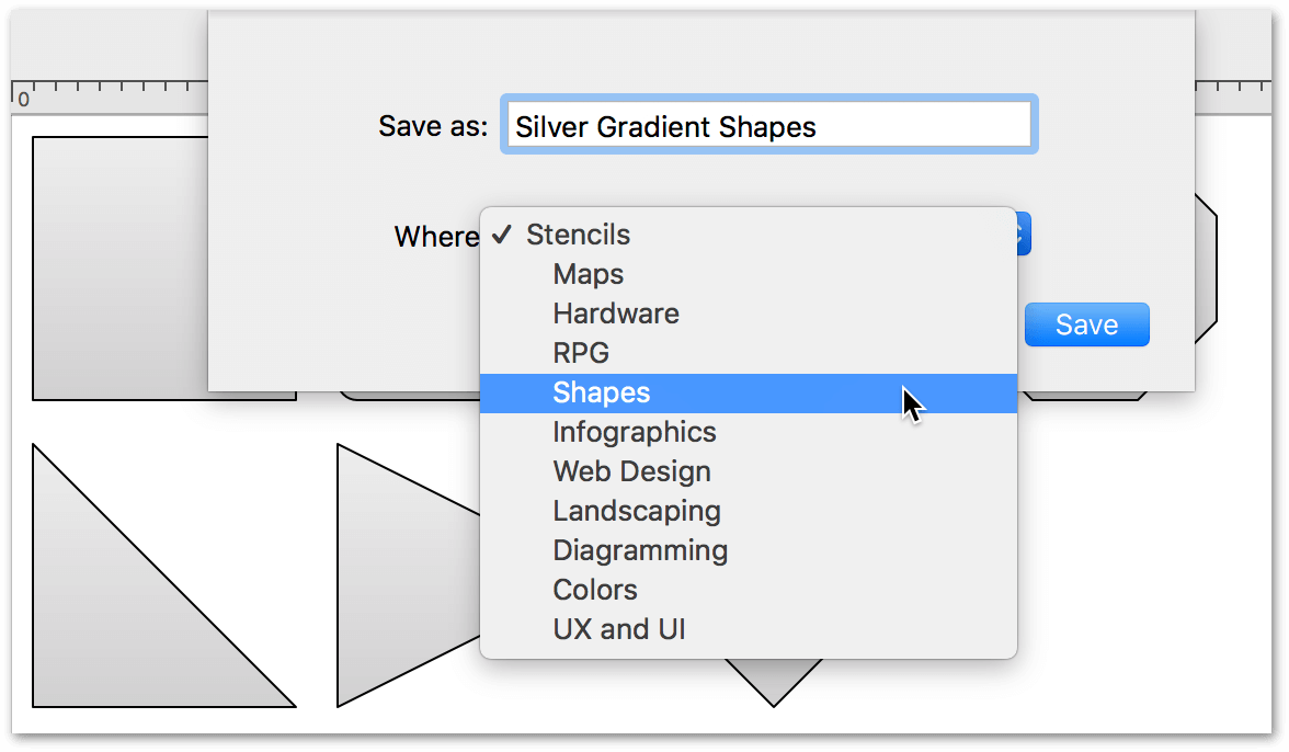 Saving a stencil file to the Stencils folder