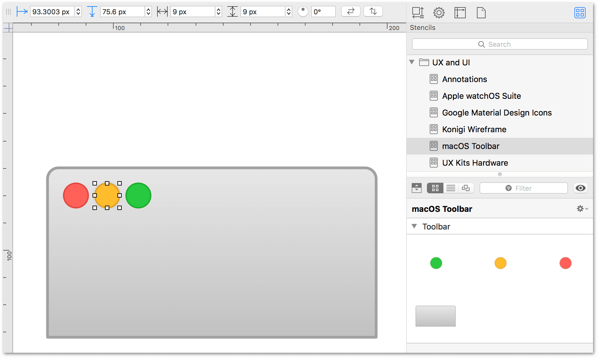 The Stencil Browser, showing the stencils that were exported