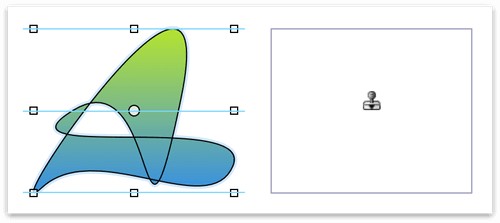 After selecting an object with the Rubber Stamp tool, youll notice that the pointer carries the shape of the copied object along with it.