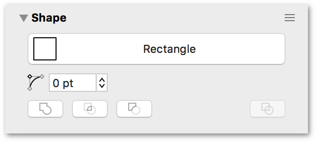 The Object inspectors with the Shape inspector open