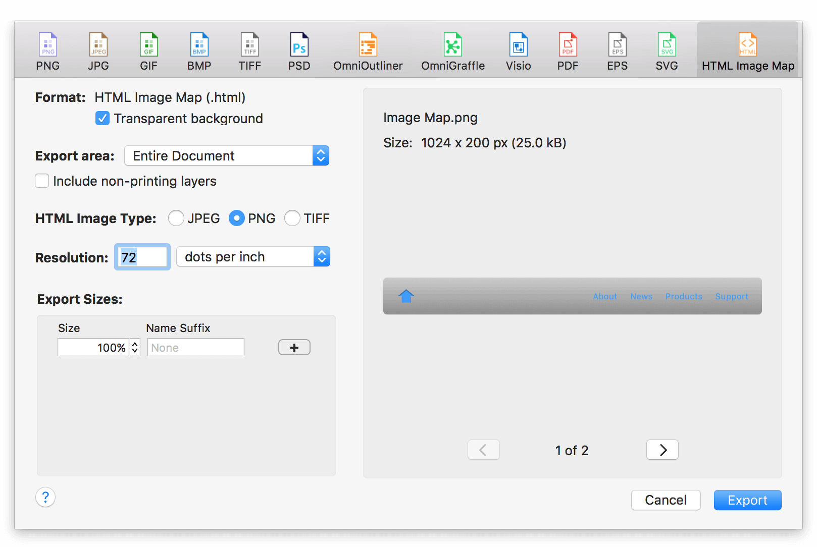 Exporting an HTML Image Map