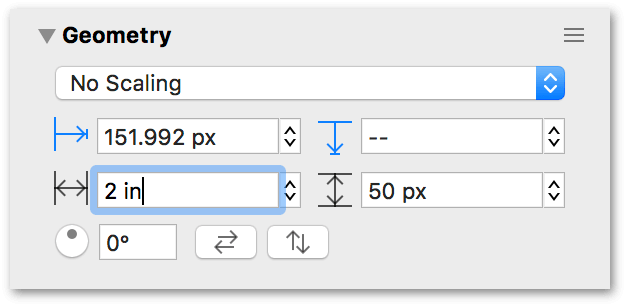 Entering info in the Geometry inspector