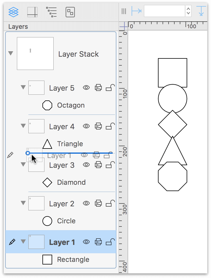 Moving a layer up in the stack