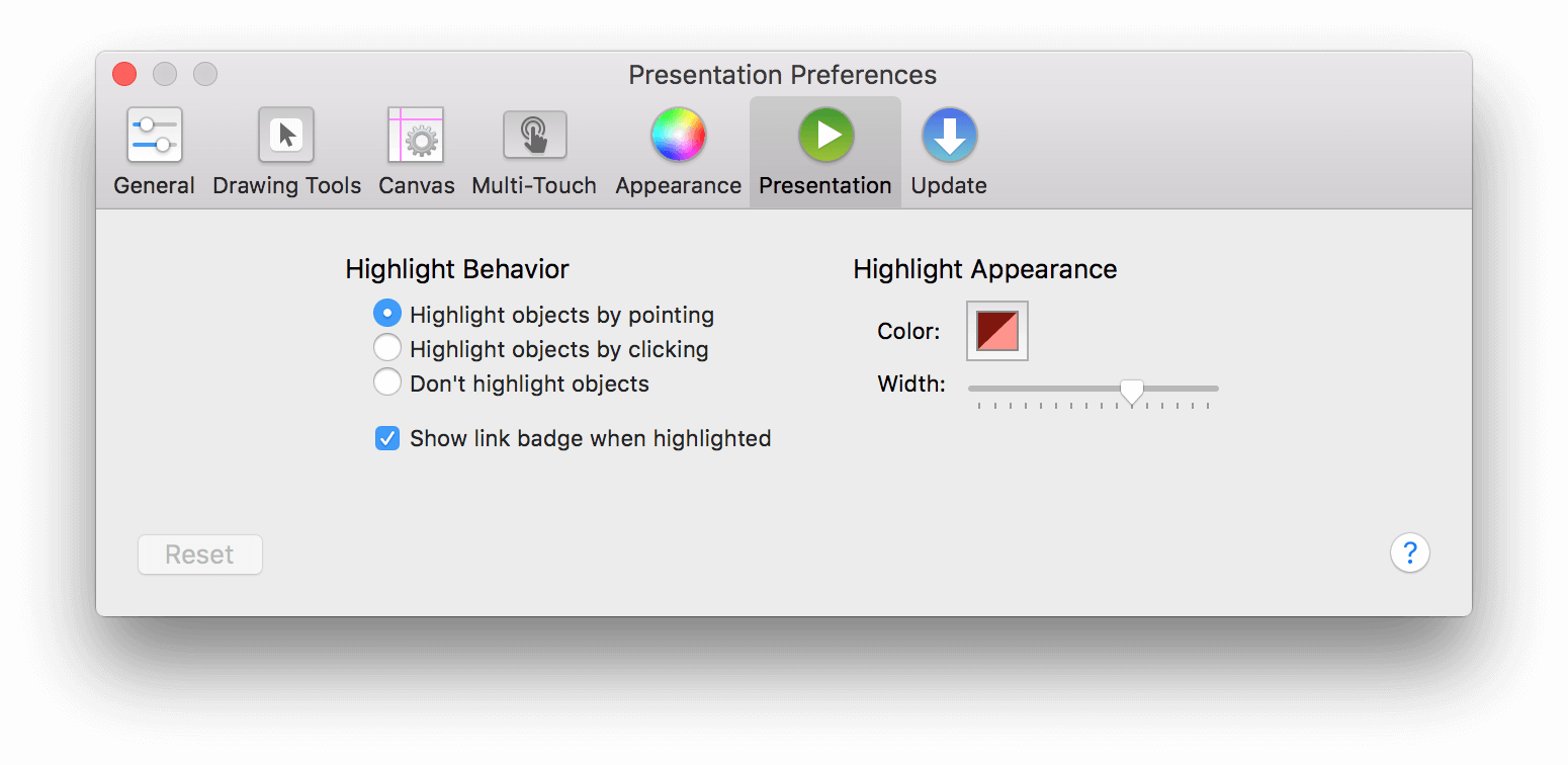 OmniGraffles Presentation preference pane