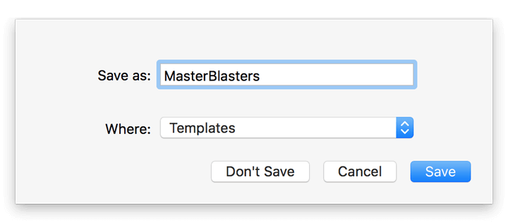 The Save as sheet that appears when you save a newly-created template file in OmniGraffle