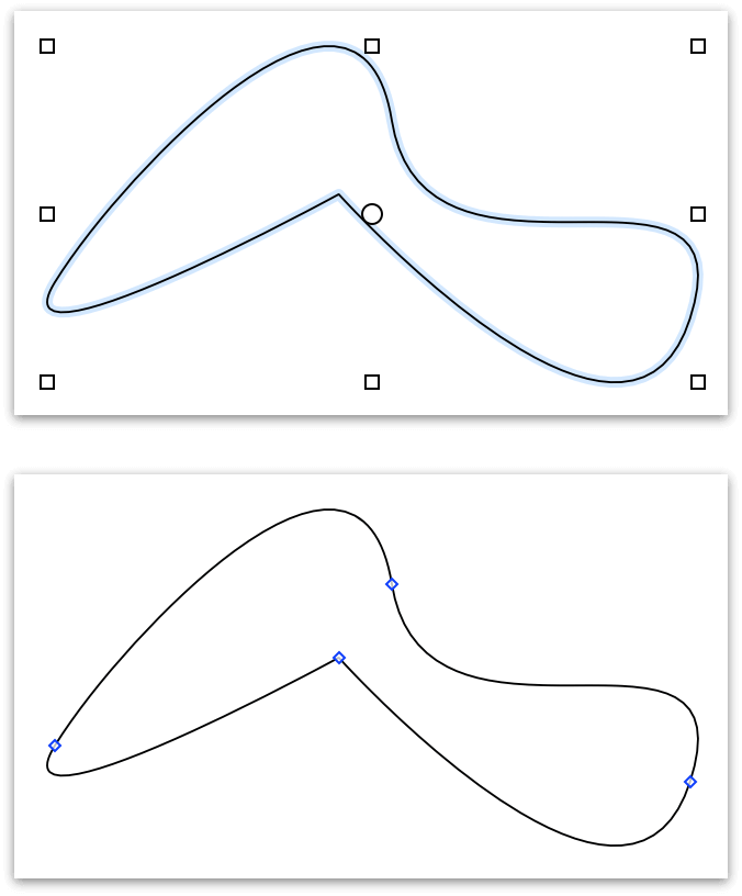 Using the Point Editor tool to view the vector points on a path