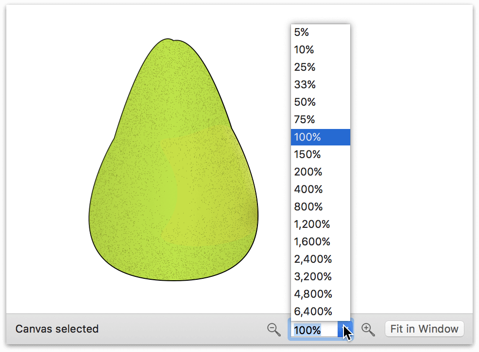 Using the Zoom Magnification pop-up menu