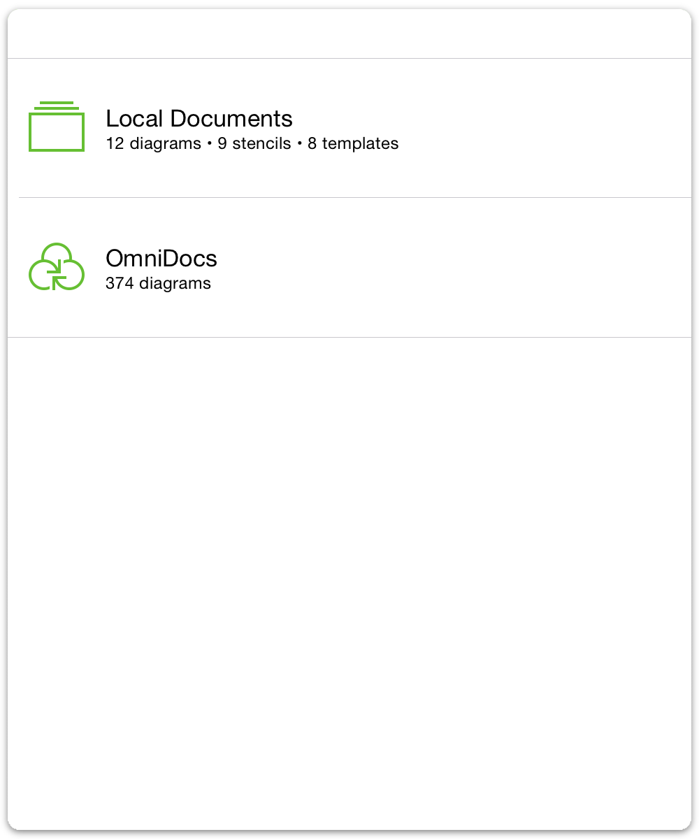 The Locations screen shows your available folders; tap oen of the folders to see whats inside