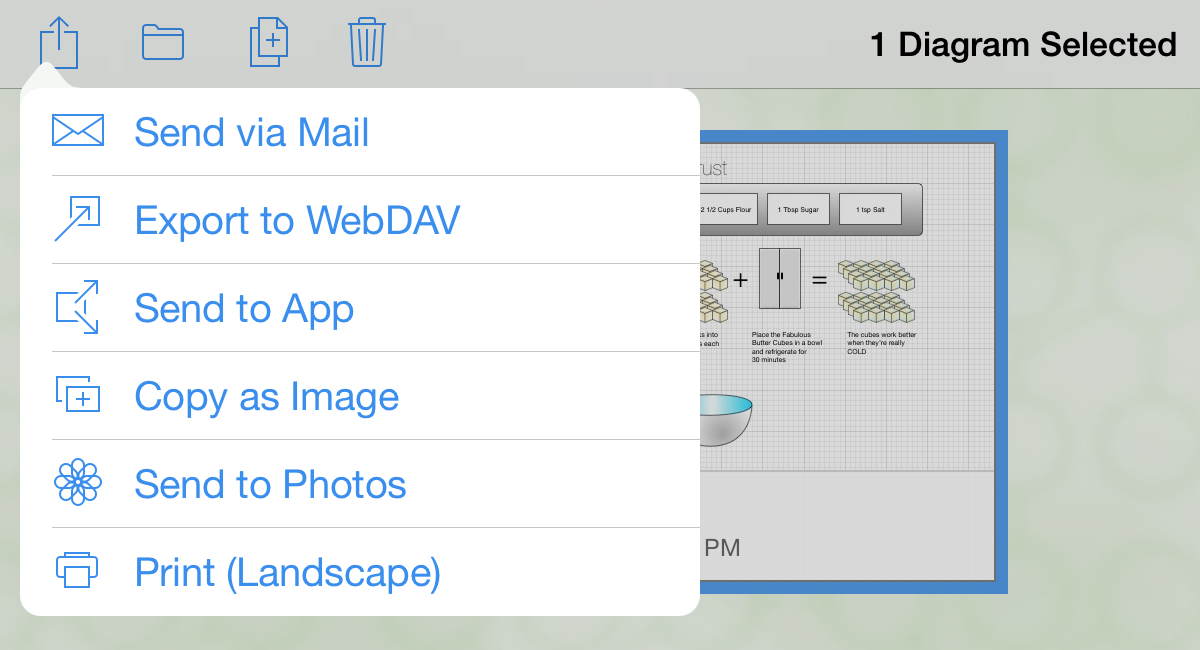 Use the Share menu to share files in a variety of ways