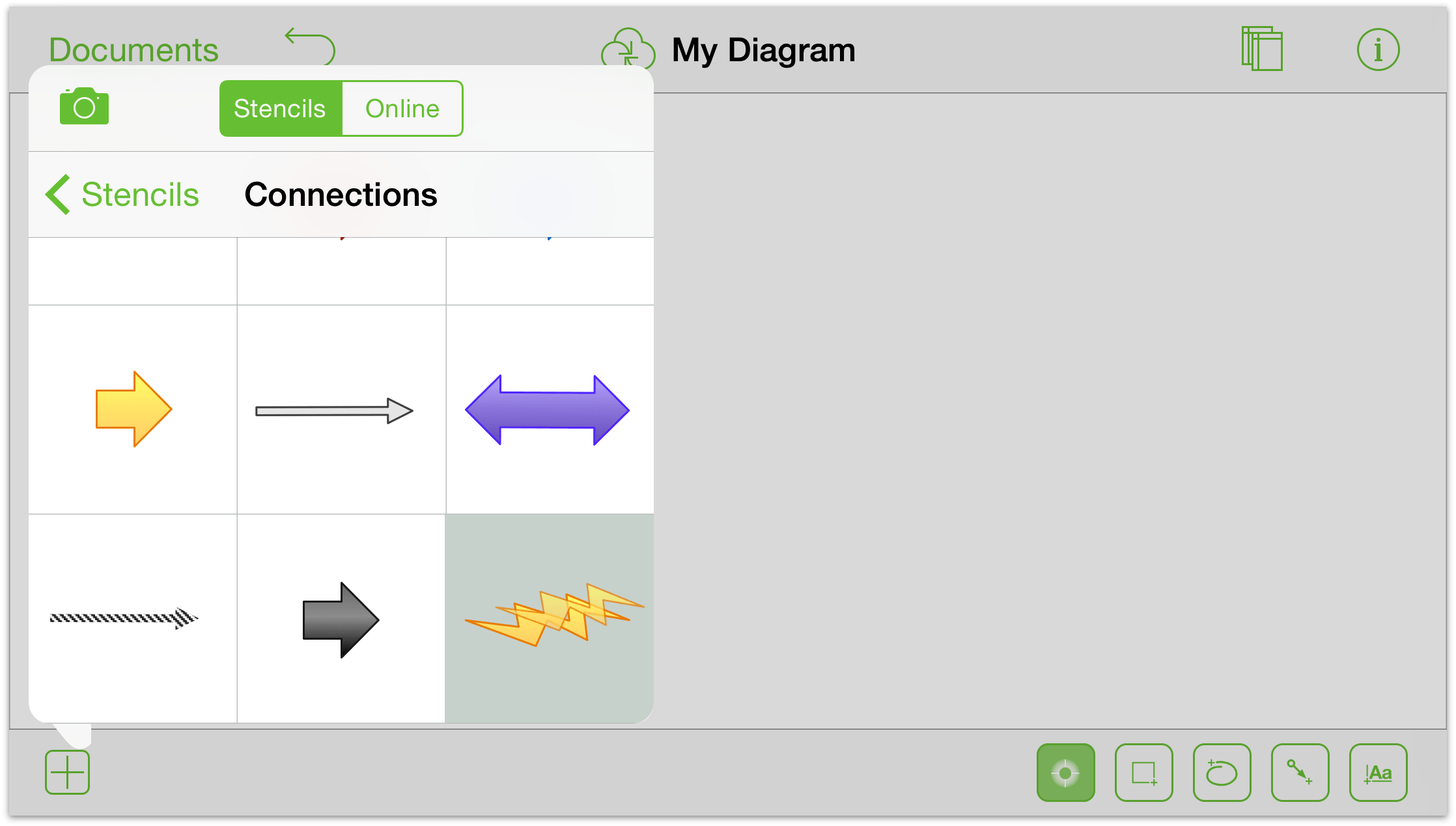 Double-tap to add a stencil to the canvas