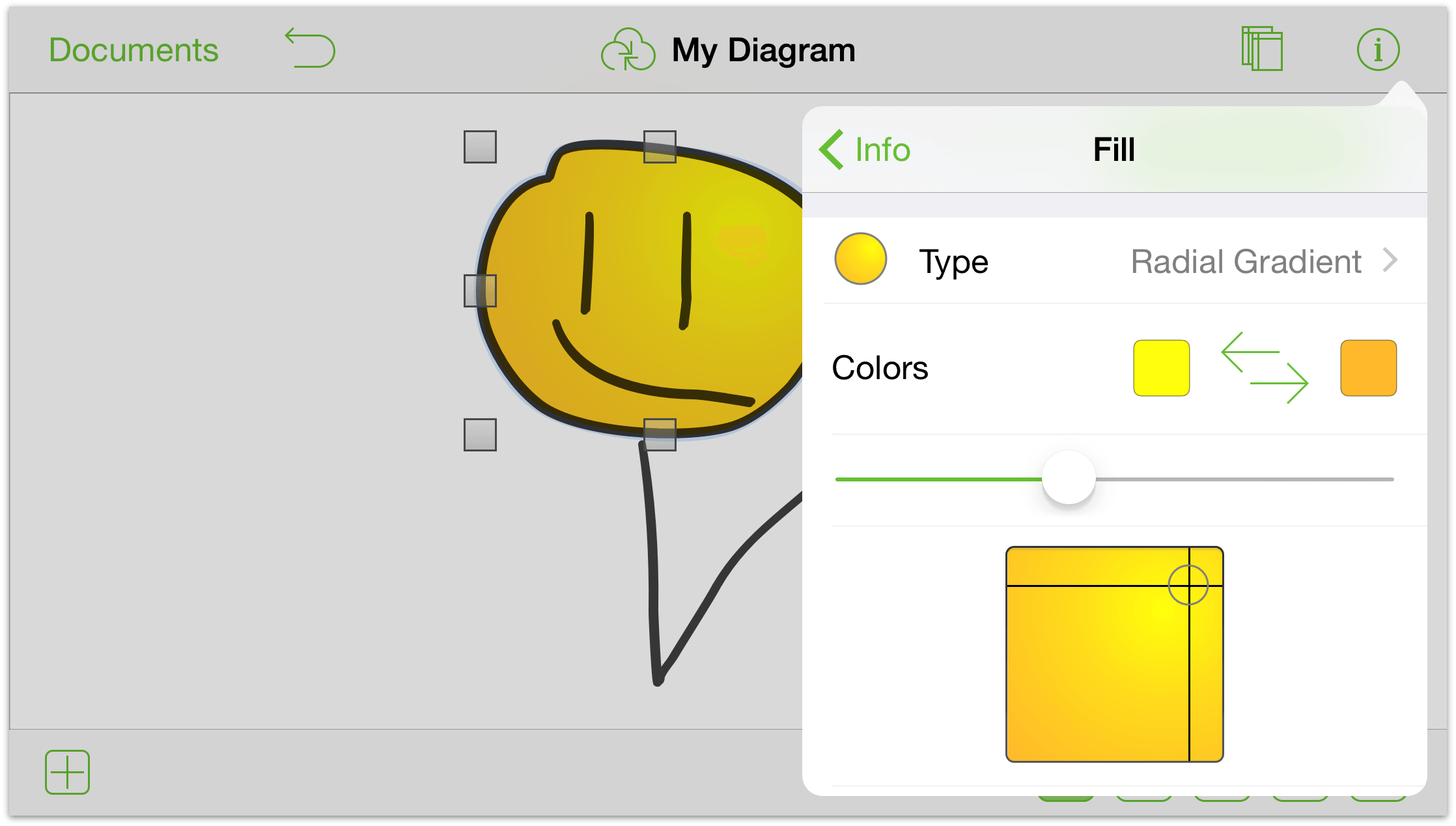 Adding a fill style to an object with the Fill inspector