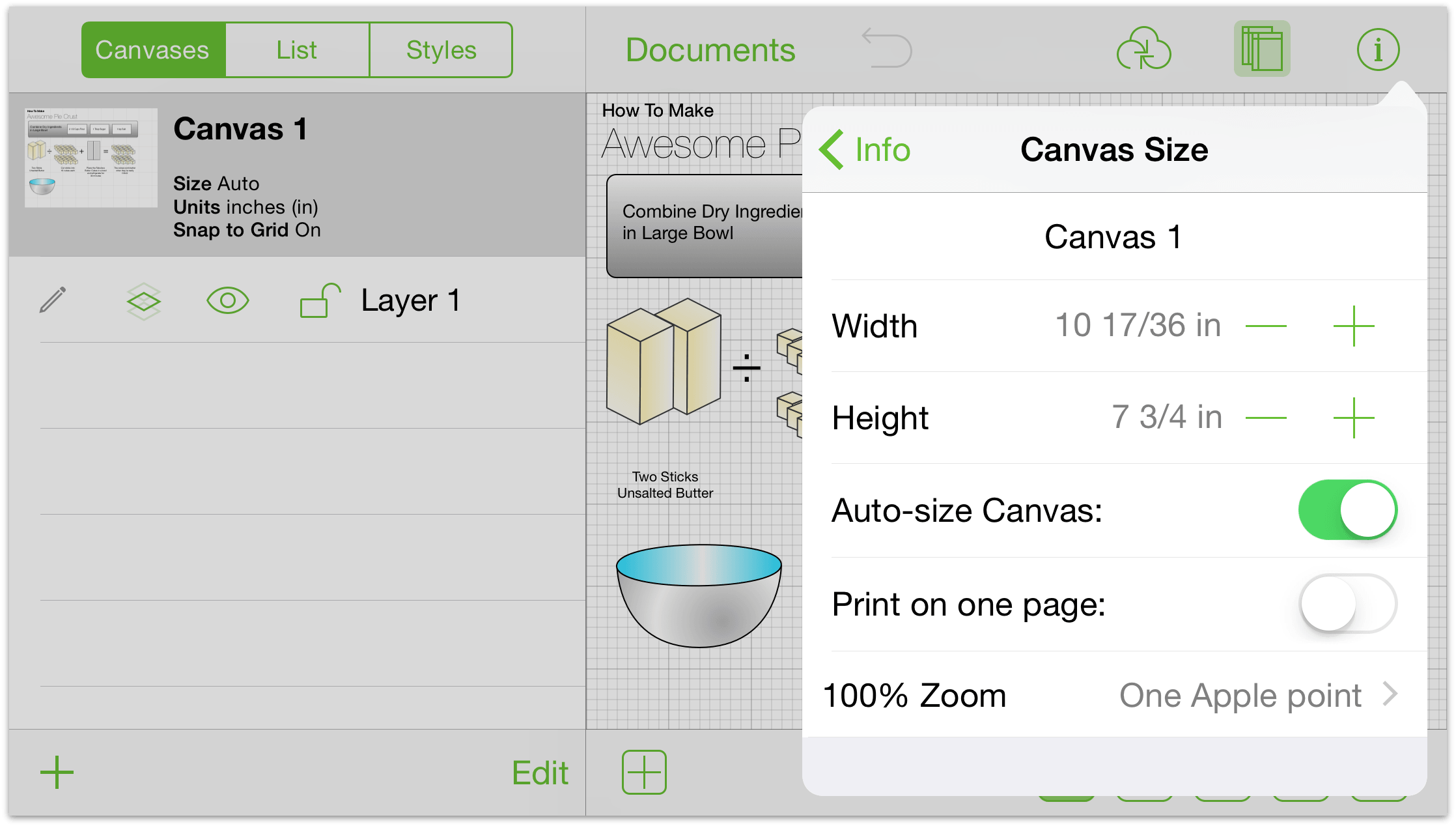 Canvas attributes