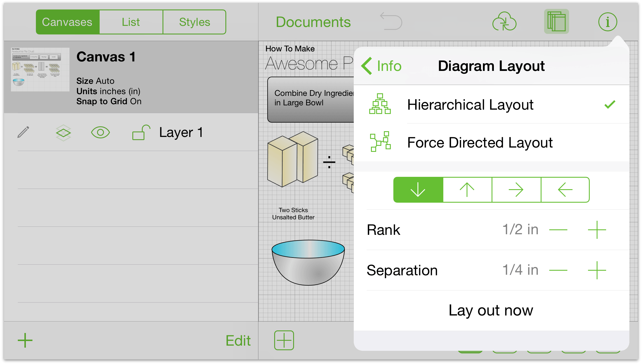 Diagram layout options