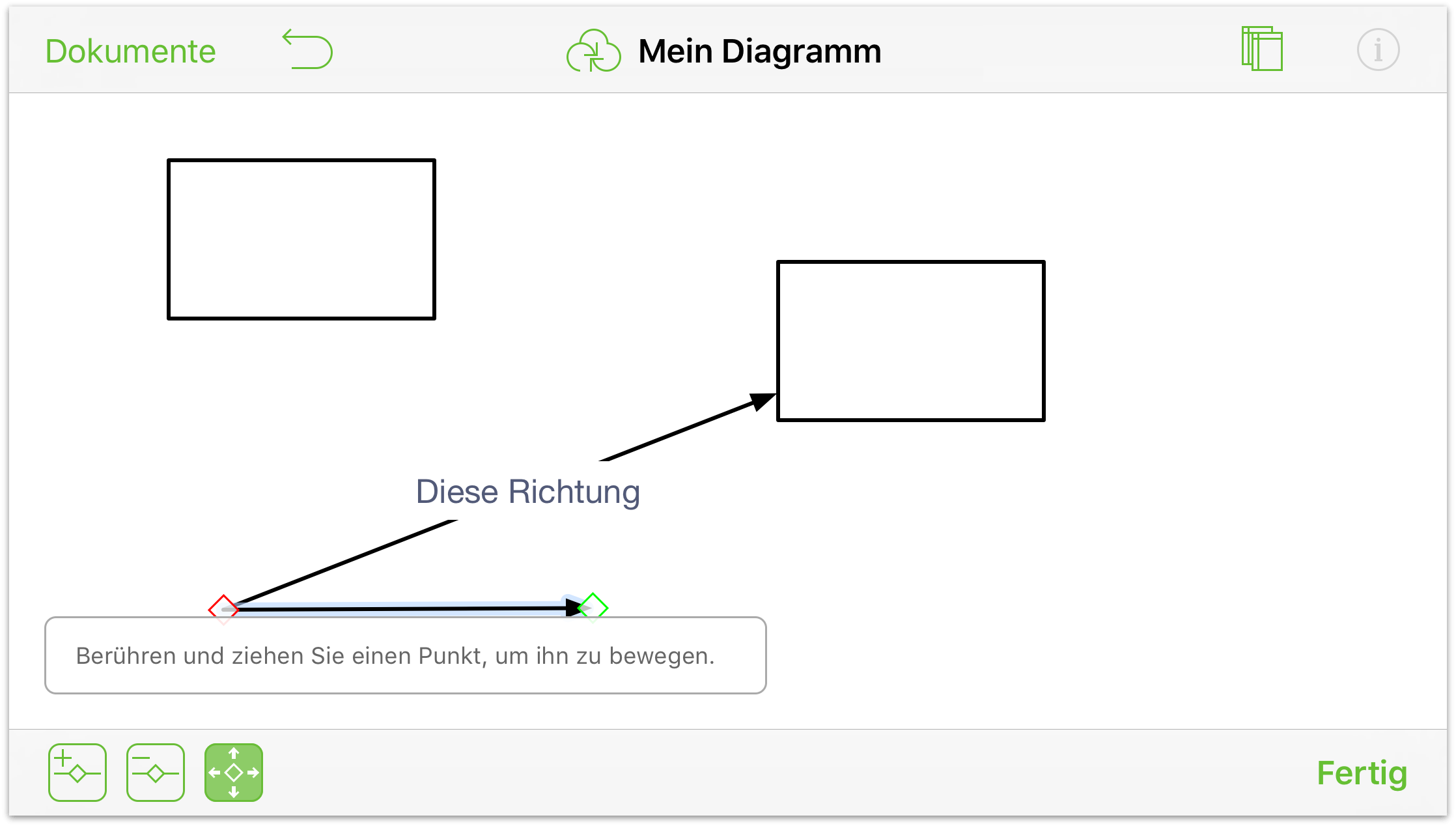 Linie mit einem hinzugefügten Steuerpunkt