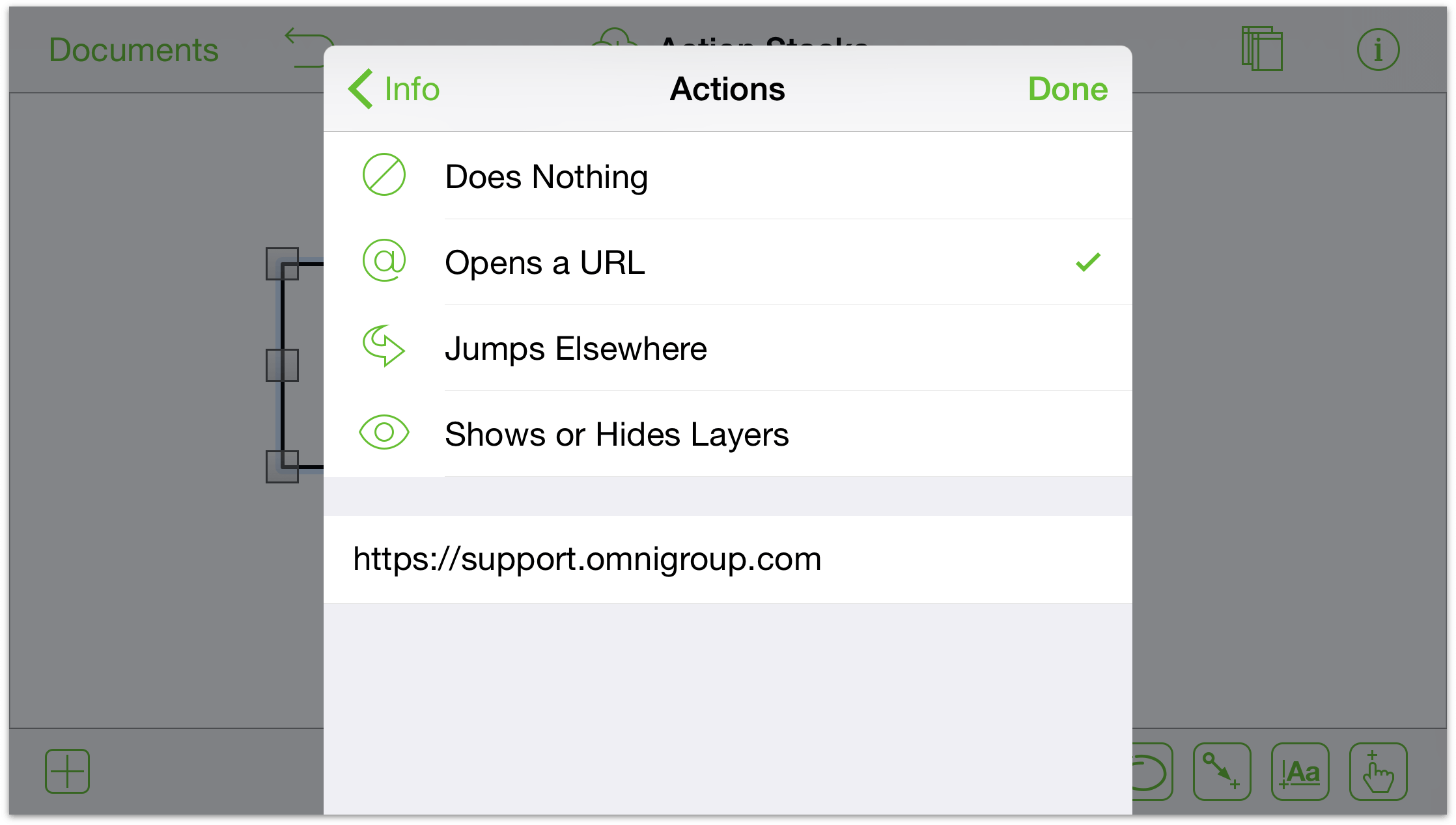 Setting an URL action on an object