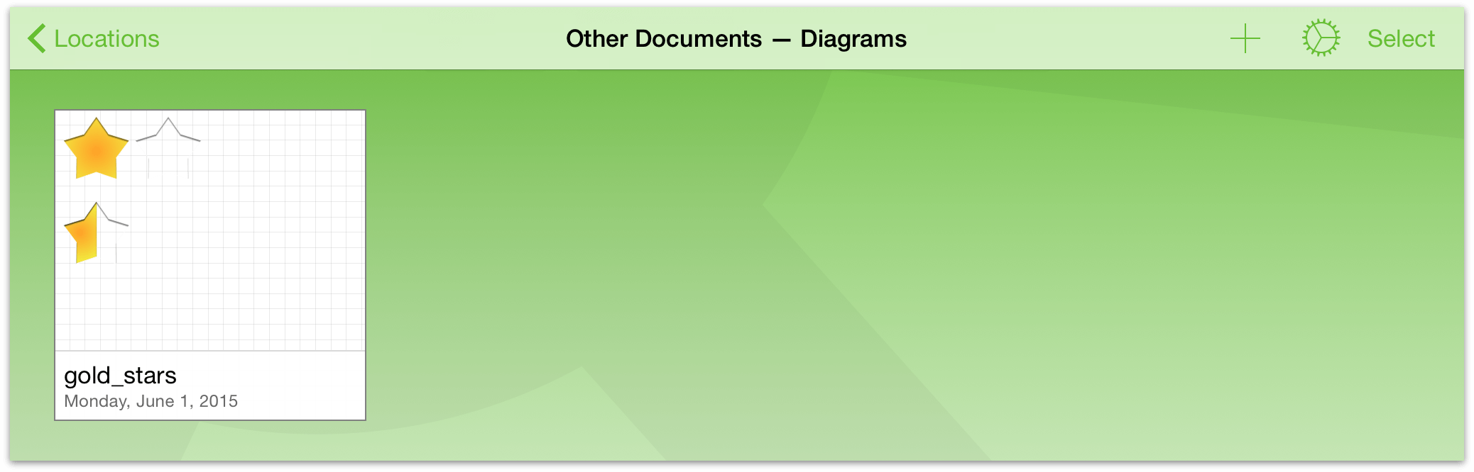The file from iCloud Drive now appears in the Other Documents folder on your device; tap to open the file in OmniGraffle