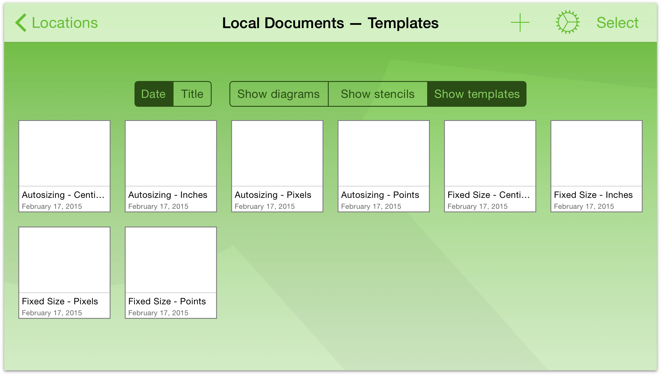 Tap Show templates to see the available templates