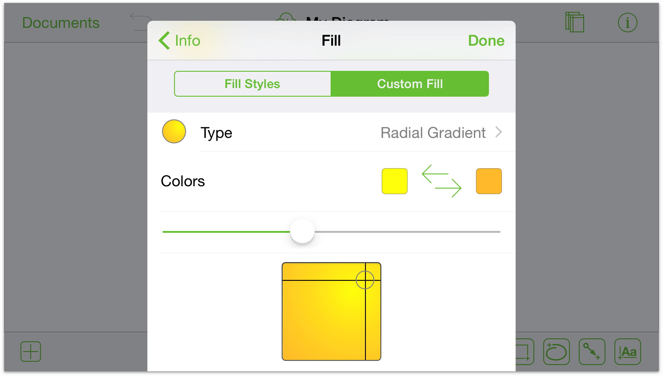 Adding a fill style to an object with the Fill inspector