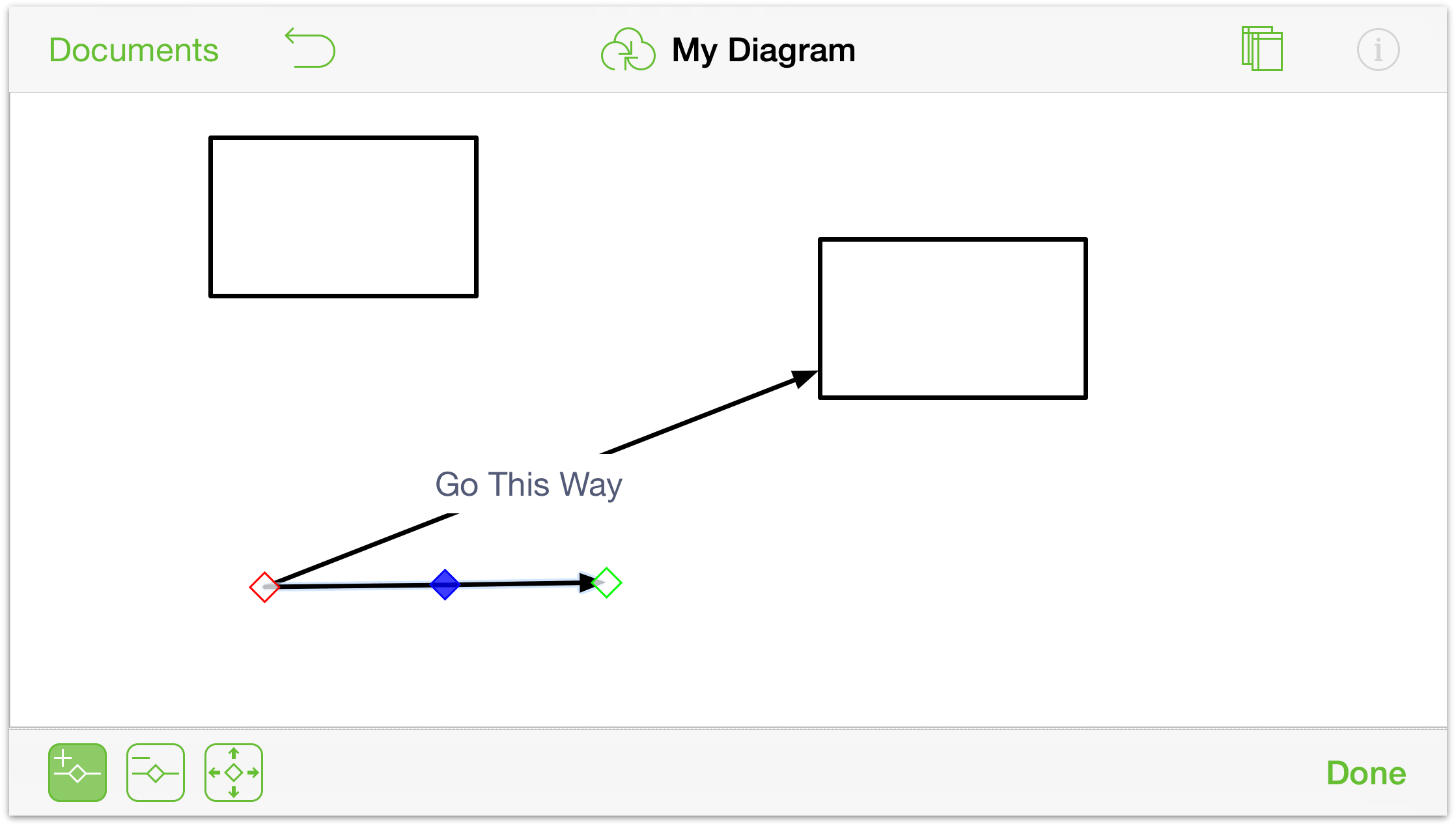 A line with a control point added