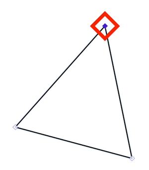 A red diamond surrounds the top control point