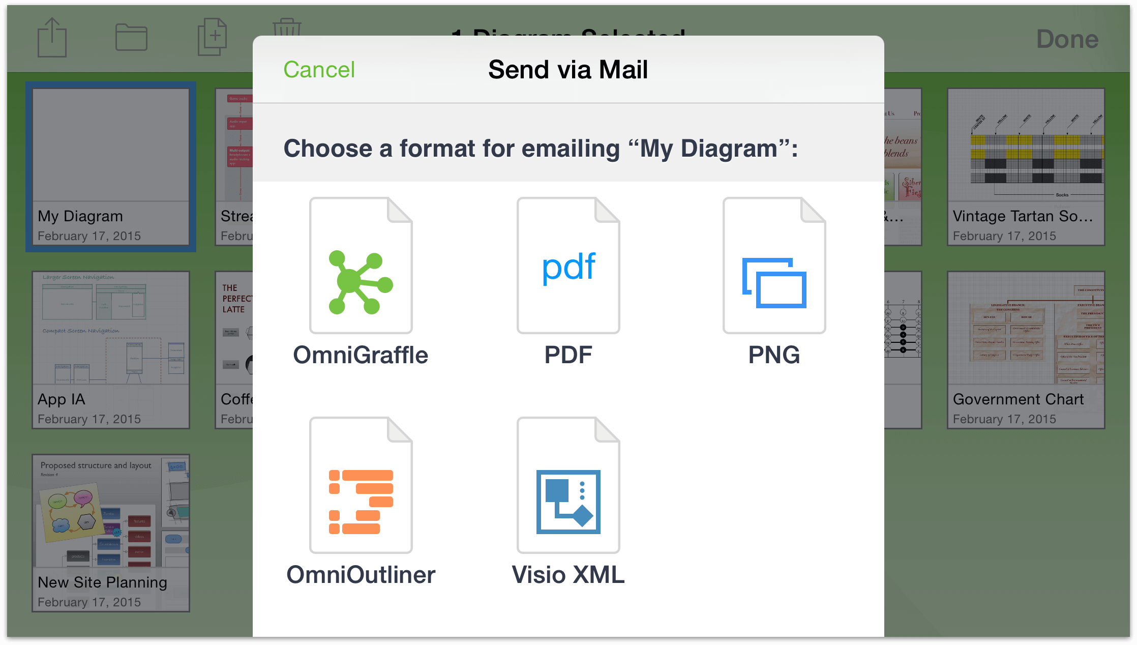 Choose the document format you would like to send as an email attachment.