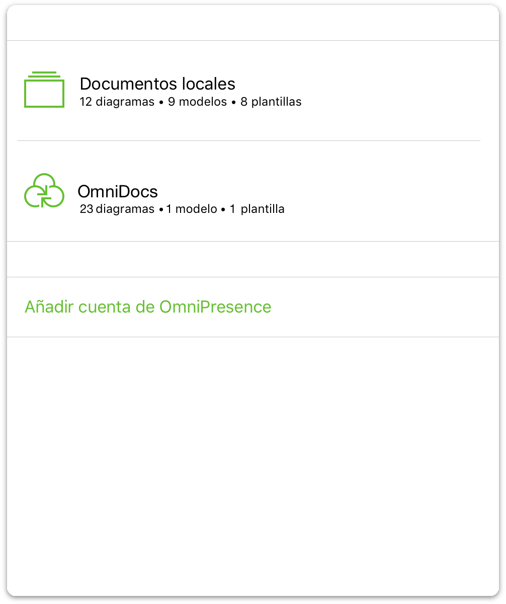 Después de sincronizar, la carpeta de Omni Sync Server aparece en su pantalla de inicio